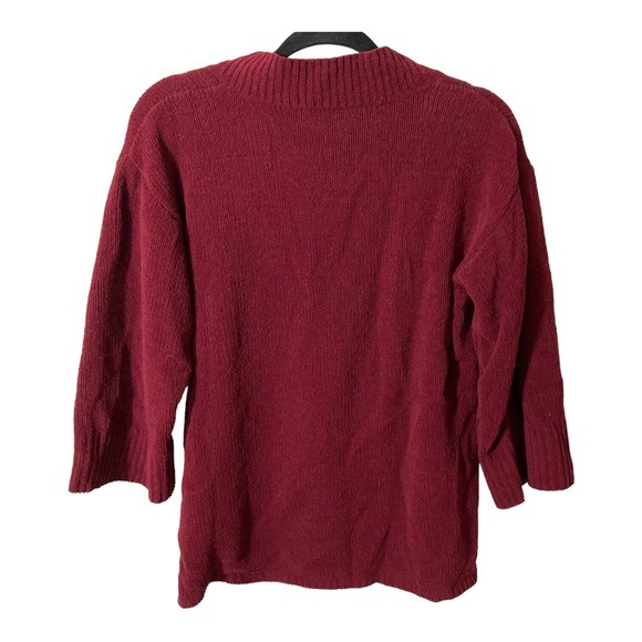 J. JILL Women's Sweater XS Soft Over Sized Burgundy Pull Over 3/4 Sleeve EUC - Picture 2 of 4